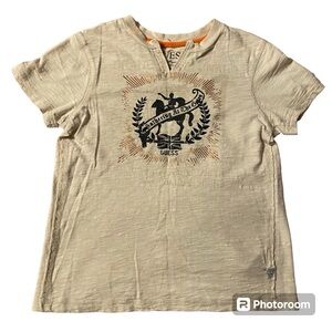 Guess Kids T Shirt Short Sleeve Size 7 L Large Horse White Cream Top Boys